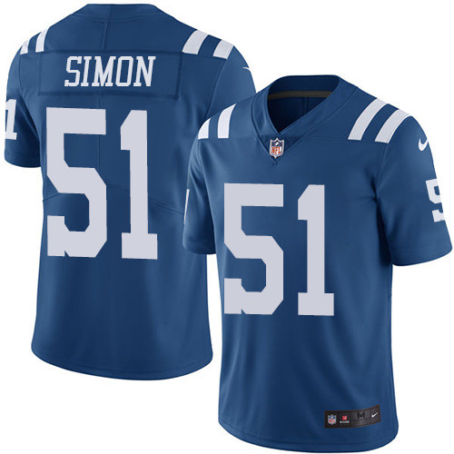 Nike Colts #51 John Simon Royal Blue Men's Stitched NFL Limited Rush Jersey